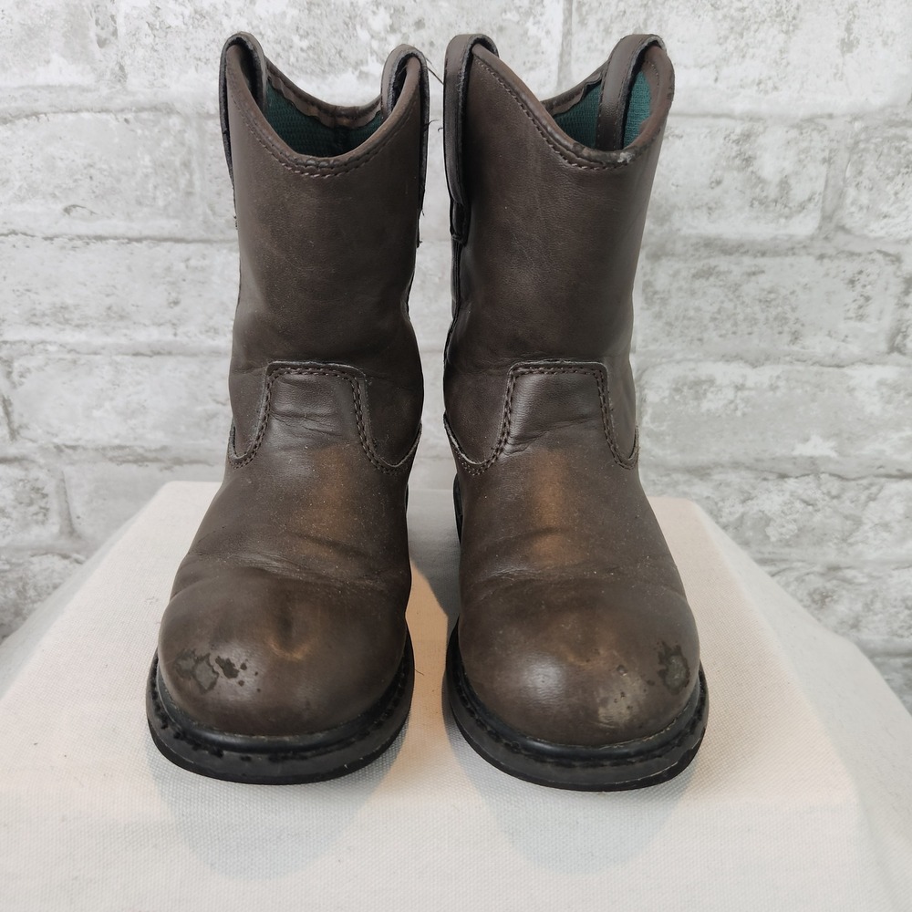 Georgia Boot Wellington Brown Leather Pull On Work Boots Kids Size 10.5M